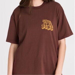 Anine Bing Chocolate Tee with Tiger Graphic Size M